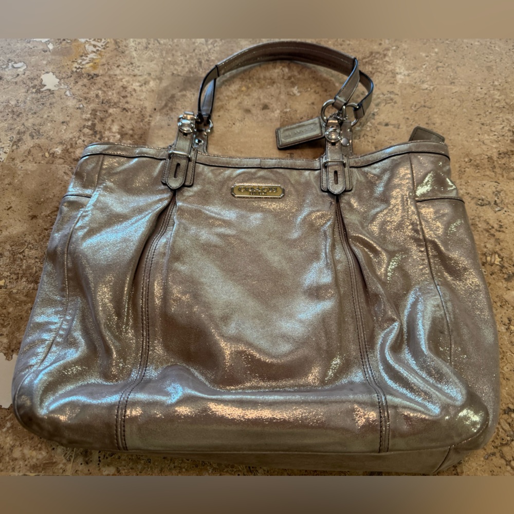 Coach Shimmering Silver Shoulder Bag